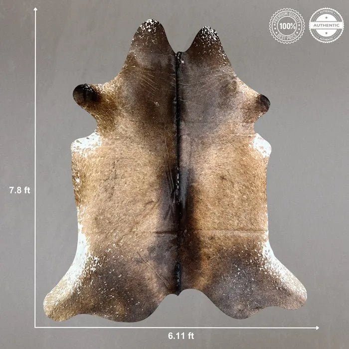 Extra Large Brown Cowhide Rug Size 6.11x 7.8 ft - 5311