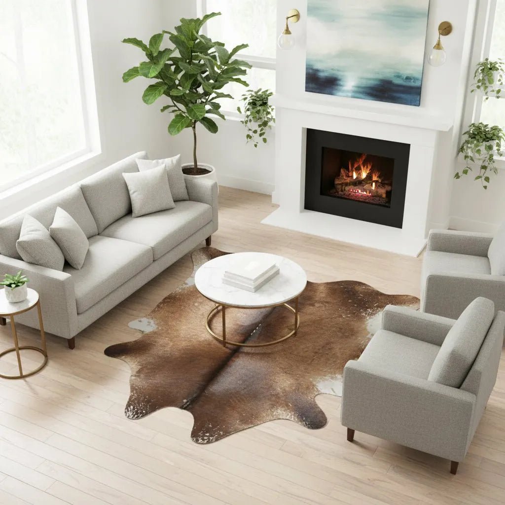 Extra Large Brown Cowhide Rug Size 6.11x 7.8 ft - 5311