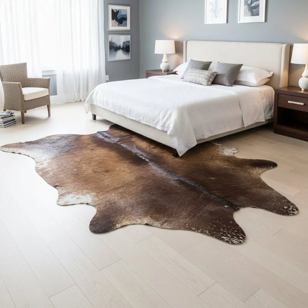 Extra Large Brown Cowhide Rug Size 6.11x 7.8 ft - 5311