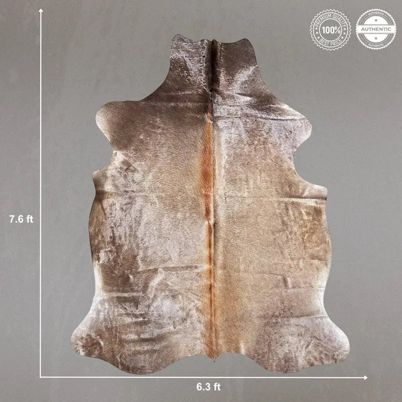 Extra Large Brown Cowhide Rug Size 6.3x 7.6 ft - 5261F