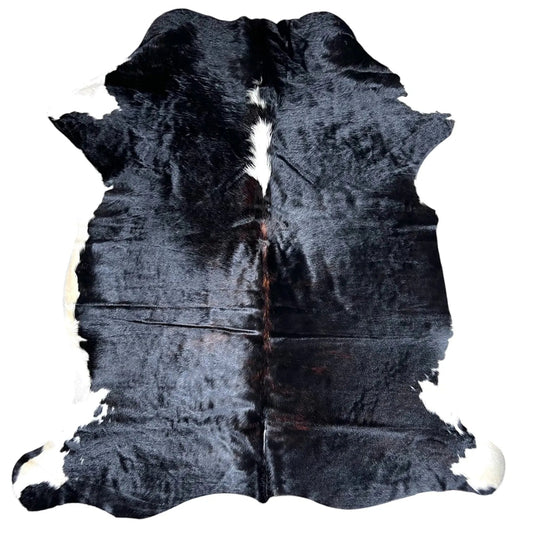 Extra Large Dark Tricolor Cowhide Rug D129 - 6.7x8.4