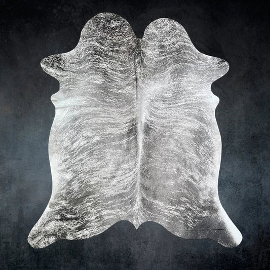 Extra Large Gray Brindle Cowhide Rug Size 6.6x 7.2 ft - 5289