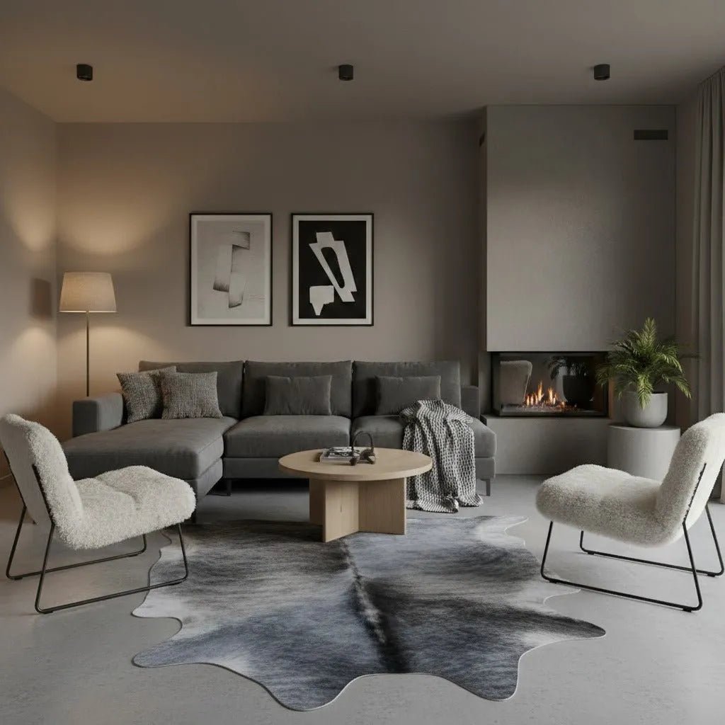 Extra Large Gray Brindle Cowhide Rug Size 6.7x 7.10 ft - 5287