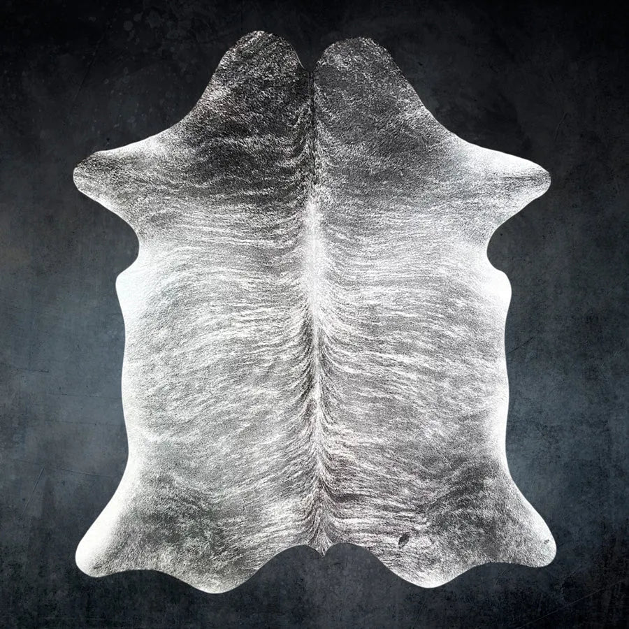 Extra Large Gray Brindle Cowhide Rug Size 6.7x 7.10 ft - 5287