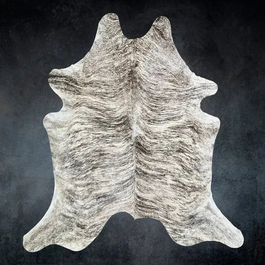 Extra Large Gray Brindle Cowhide Rug Size 7.1x 8.1 ft - 5314