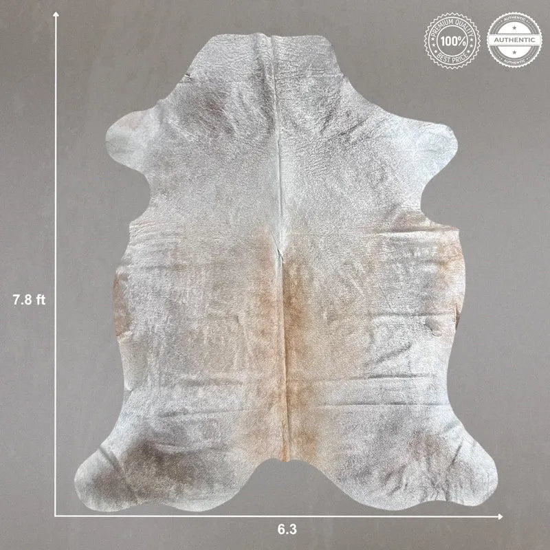 Extra Large Gray Tan Cowhide Rug Size 6.3x 7.8 ft - 5259F