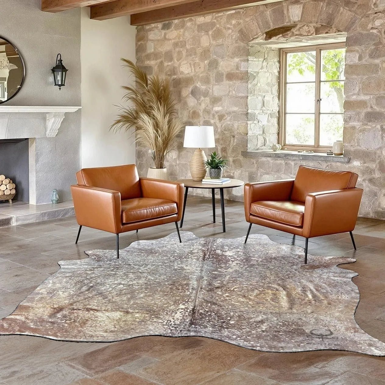 Extra Large Metallic Cowhide Rug Size 6.7 x 8 ft - 5011