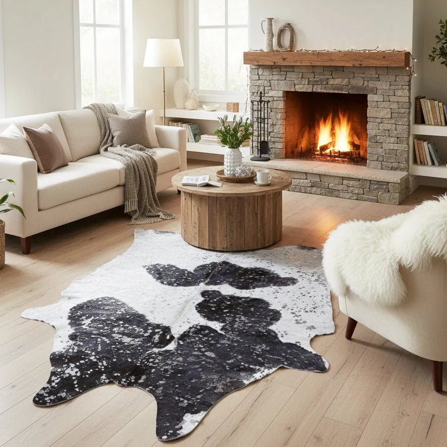 Extra Large Metallic Cowhide Rug Size 7x 8.2 ft - 5306