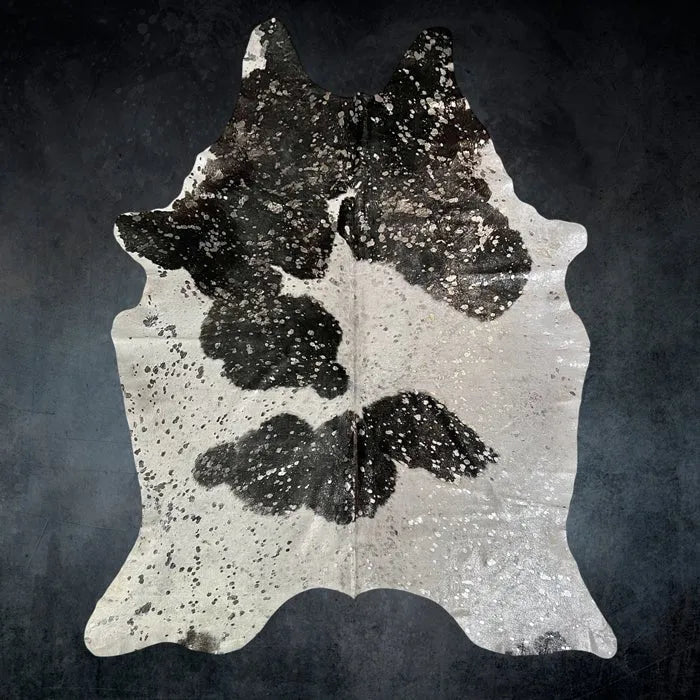 Extra Large Metallic Cowhide Rug Size 7x 8.2 ft - 5306