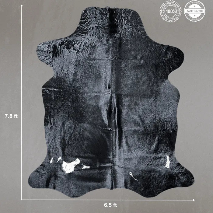 Extra Large Natural Black Cowhide Rug Size 6.5 x 7.8 ft - 5356P
