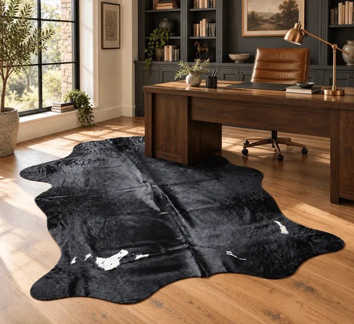 Extra Large Natural Black Cowhide Rug Size 6.5 x 7.8 ft - 5356P