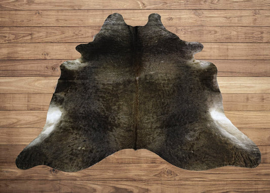 Extra Large RODEO Dark cowhide rug 6.6x 7.6 ft -4158 - Rodeo Cowhide Rugs