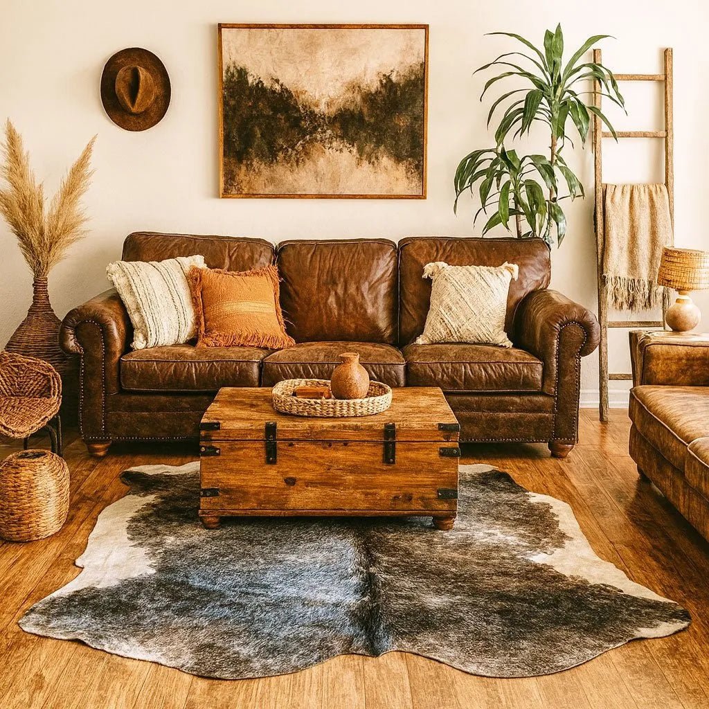 Extra Large Rustic Cowhide Size 6.9x 7.4 ft - 5225E