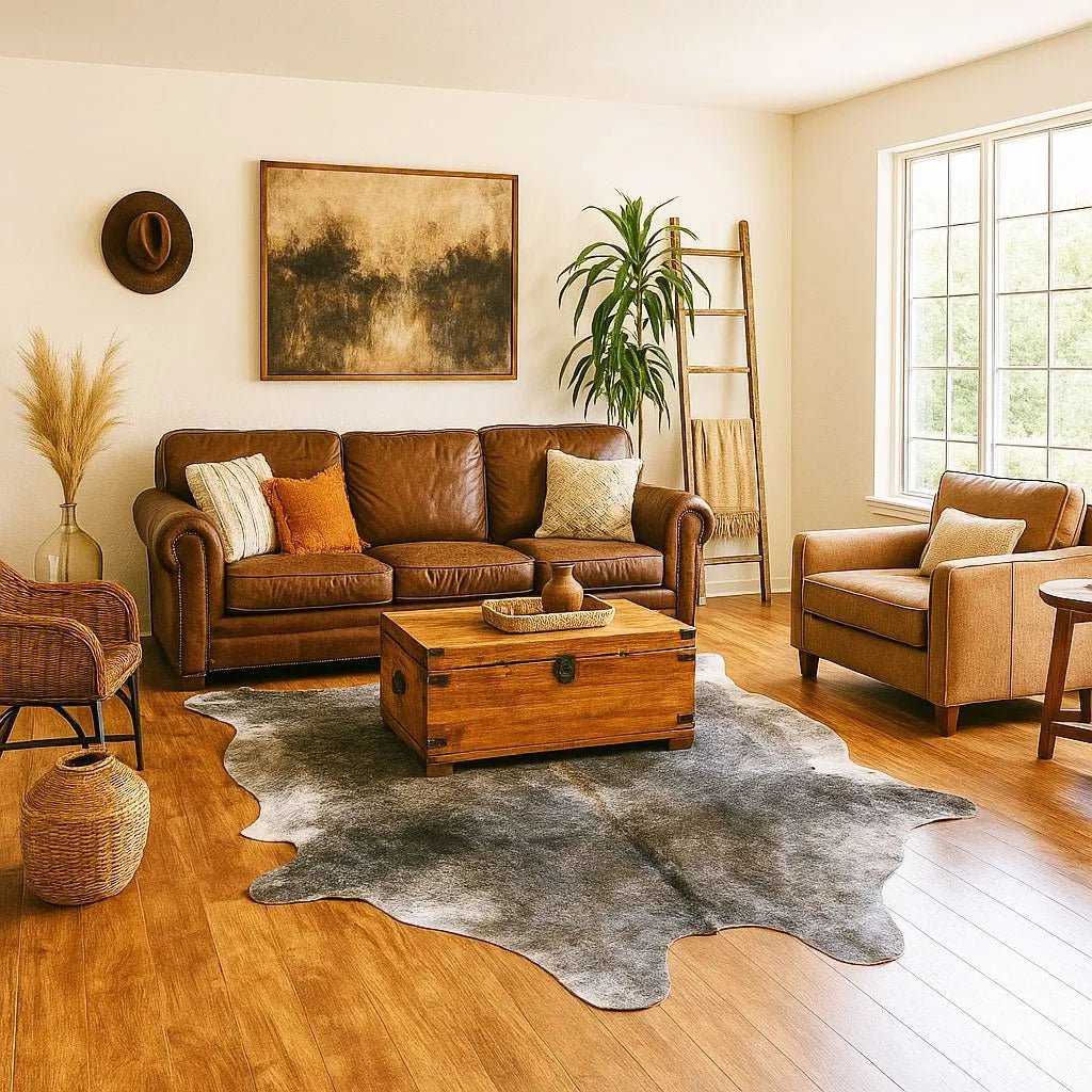 Extra Large Rustic Cowhide Size 6.9x 7.4 ft - 5225E