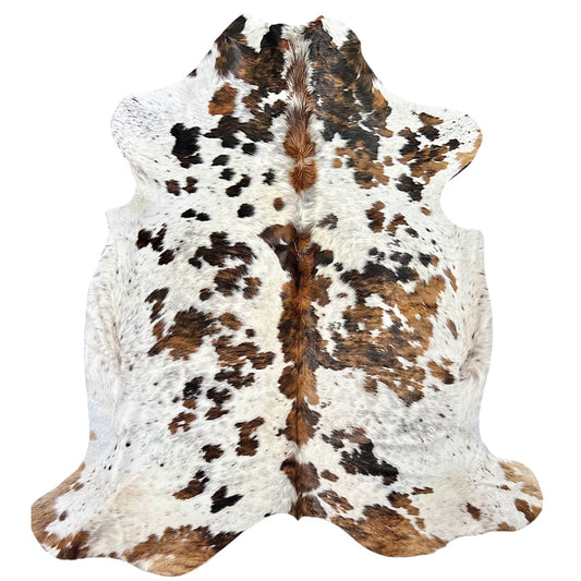 Extra Large Tricolor Cowhide Rug L362 - 6.9x 7.4 ft