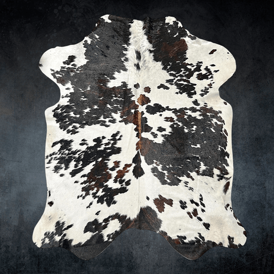 Extra Large Tricolor Cowhide Rug Size 5.10x 7.4 ft - 5337O