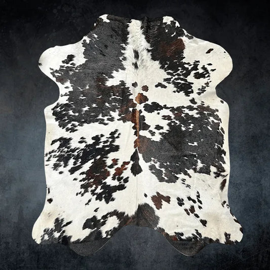 Extra Large Tricolor Cowhide Rug Size 5.10x 7.4 ft - 5337O