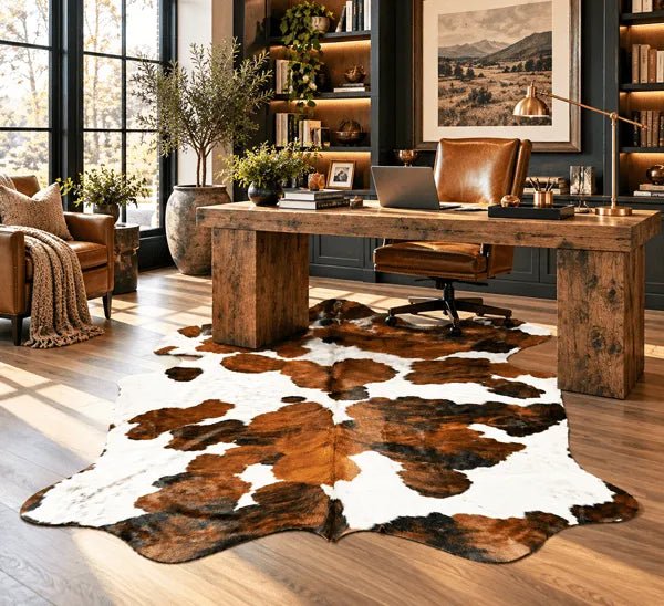 Extra Large Tricolor Cowhide Rug Size 5.9 x7.5 ft - 5384S