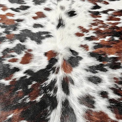 Extra Large Tricolor Cowhide Rug Size 6.4x 7.7 ft - 5341P