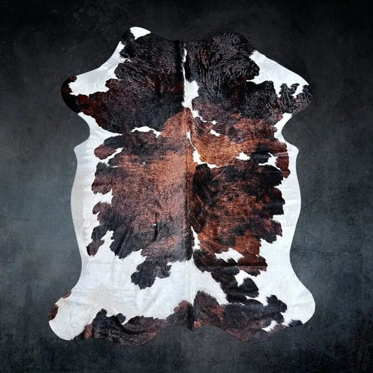 Extra Large Tricolor Cowhide Rug Size 6.4x 8 ft - 5264F