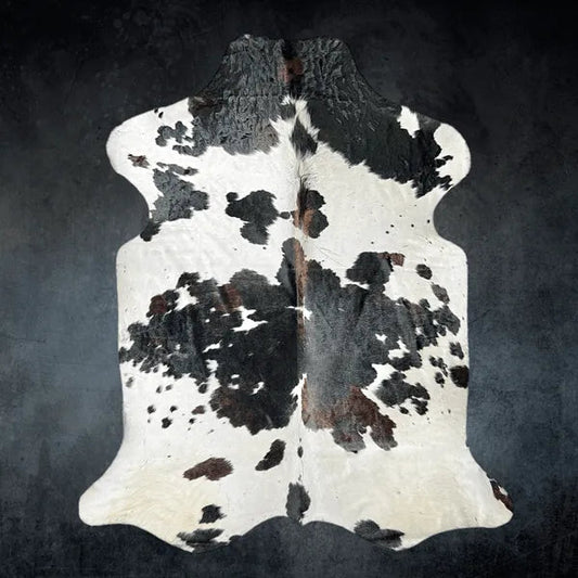 Extra Large Tricolor Cowhide Rug Size 6.6 x 8.2 ft - 5344P