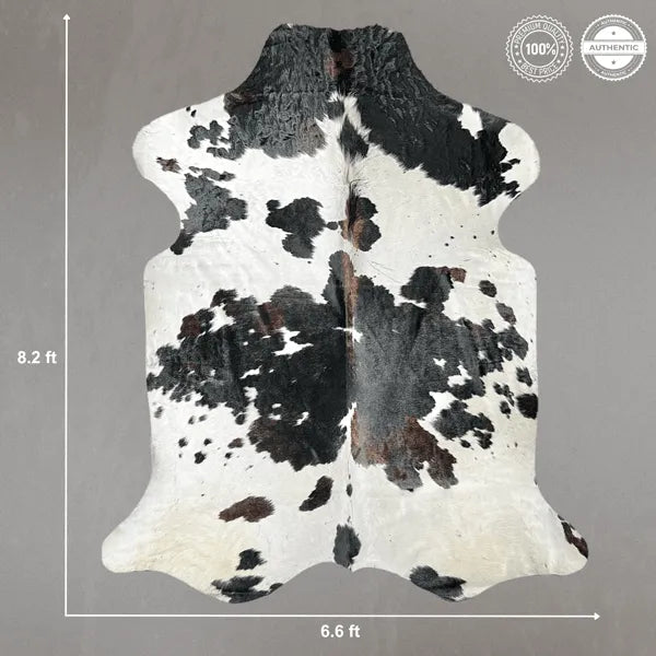 Extra Large Tricolor Cowhide Rug Size 6.6 x 8.2 ft - 5344P