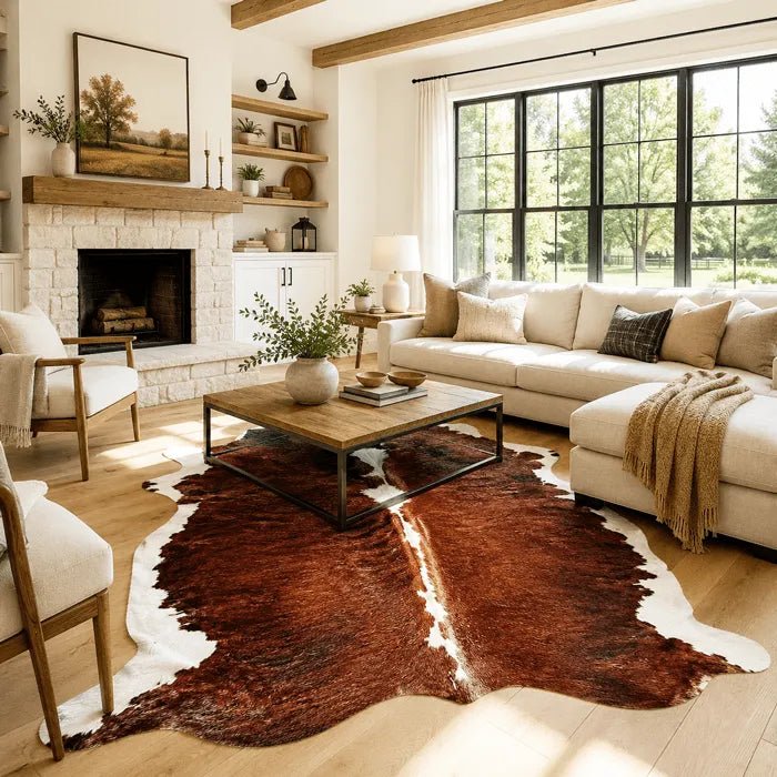 Extra Large Tricolor Cowhide Rug Size 6.6x 7.3 ft - 5340P