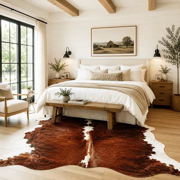 Extra Large Tricolor Cowhide Rug Size 6.6x 7.3 ft - 5340P