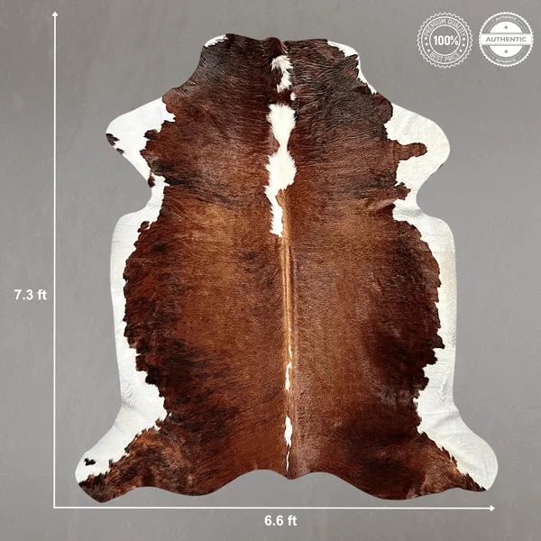 Extra Large Tricolor Cowhide Rug Size 6.6x 7.3 ft - 5340P