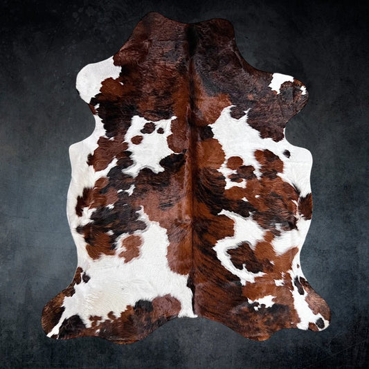 Extra Large Tricolor Cowhide Rug Size 6.6x 7.6 ft - 5277H