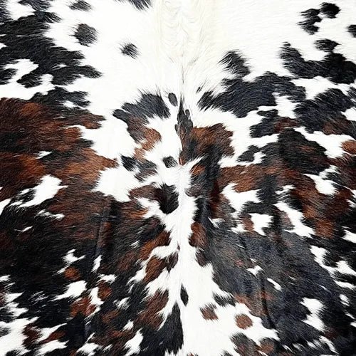 Extra Large Tricolor Cowhide Rug Size 6.7 x 8.6 ft - 5371Q