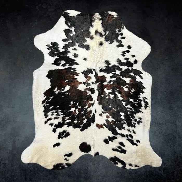Extra Large Tricolor Cowhide Rug Size 6.7 x 8.6 ft - 5371Q