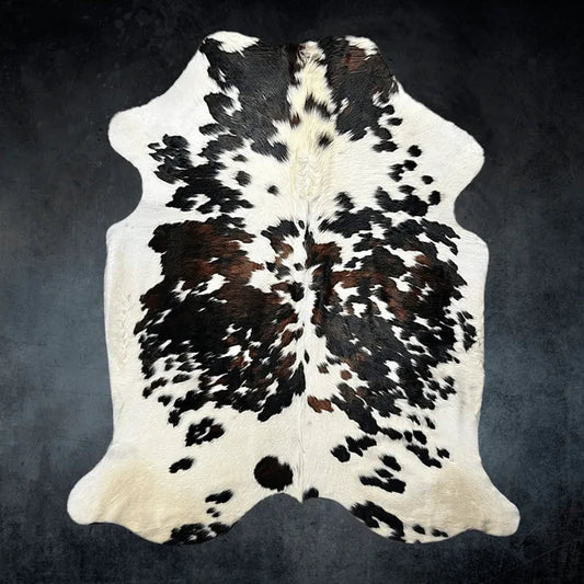 Extra Large Tricolor Cowhide Rug Size 6.7 x 8.6 ft - 5371Q