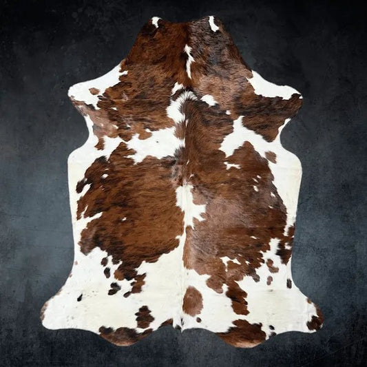 Extra Large Tricolor Cowhide Rug Size 6.7 x7.7 ft - 5383S