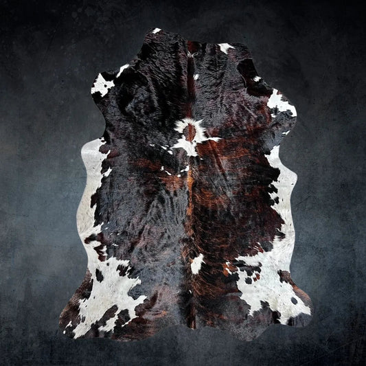 Extra Large Tricolor Cowhide Rug Size 6.7x 7.9 ft - 5252F