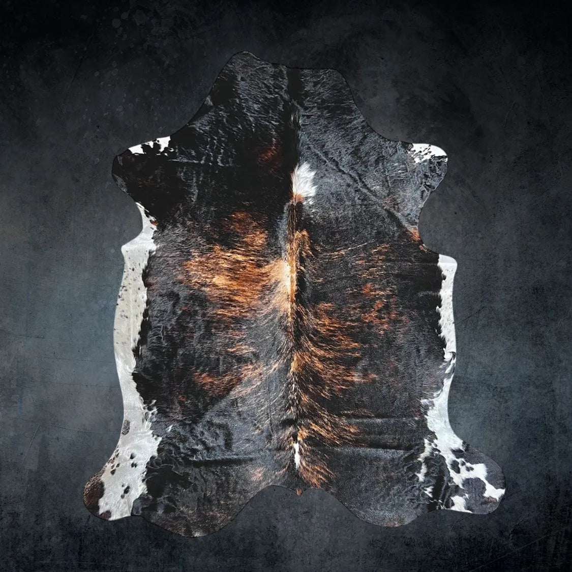 Extra Large Tricolor Cowhide Rug Size 6.8x 7.6 ft - 5257F