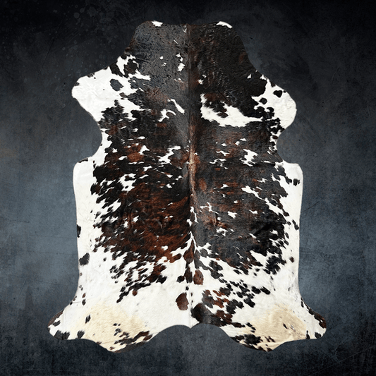 Extra Large Tricolor Cowhide Rug Size 6.9 x 8.4 ft - 5365Q