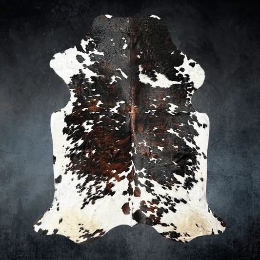 Extra Large Tricolor Cowhide Rug Size 6.9 x 8.4 ft - 5365Q