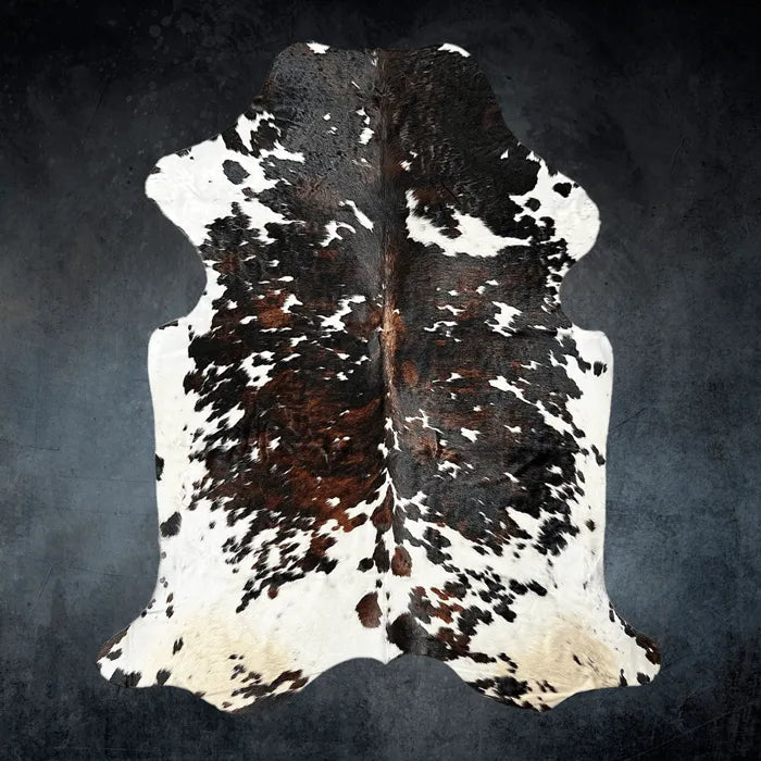 Extra Large Tricolor Cowhide Rug Size 6.9 x 8.4 ft - 5365Q
