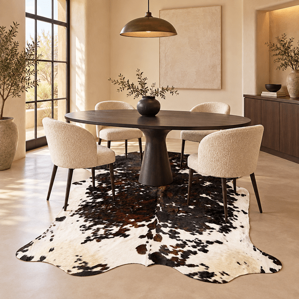 Extra Large Tricolor Cowhide Rug Size 6.9 x 8.4 ft - 5365Q