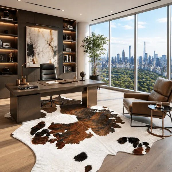 Extra Large Tricolor Cowhide Rug Size 7 x 8 ft - 5345P