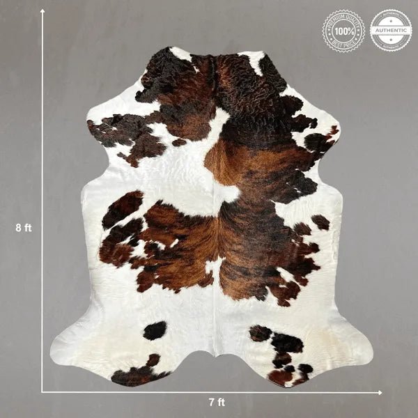 Extra Large Tricolor Cowhide Rug Size 7 x 8 ft - 5345P