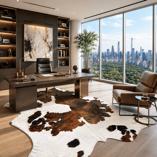 Extra Large Tricolor Cowhide Rug Size 7 x 8 ft - 5345P