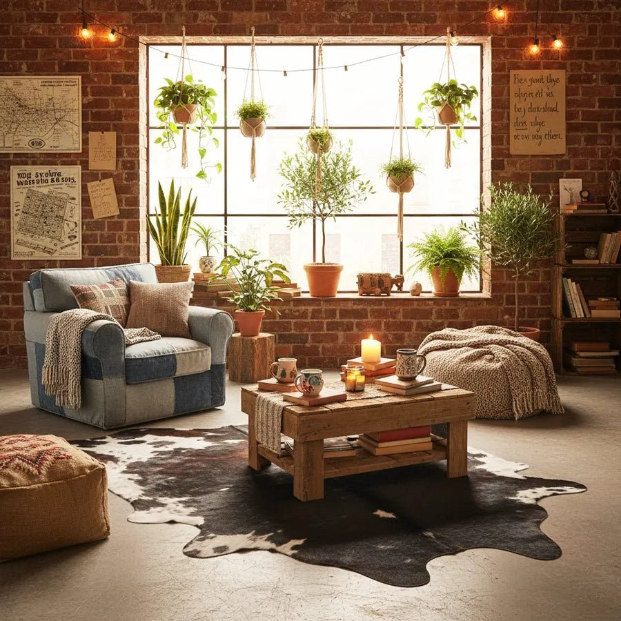 Extra Large Tricolor Cowhide Rug Size 7.1x 8.6 ft - 5275H