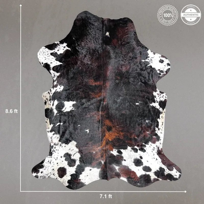 Extra Large Tricolor Cowhide Rug Size 7.1x 8.6 ft - 5275H