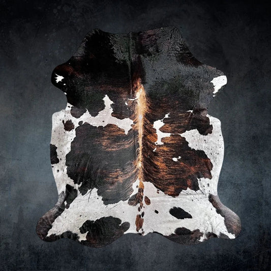 Extra Large Tricolor Cowhide Rug Size 7.3x 8.2 ft - 5250F
