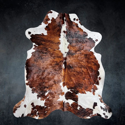 Extra Large Tricolor Cowhide Rug Size 7.4x 8 ft - 5258F