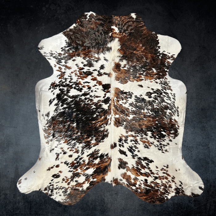Extra Large Tricolor Cowhide Rug Size 7.6 x 8.5 ft - 5364Q