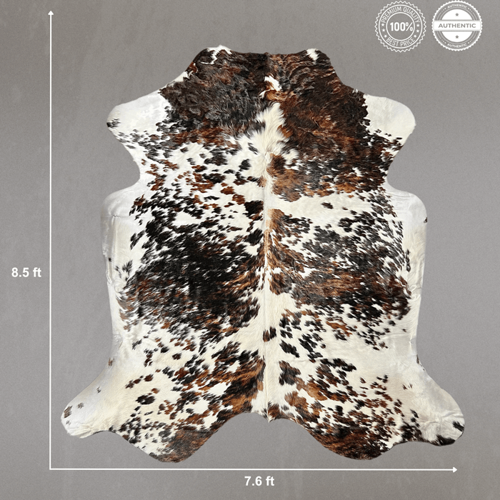 Extra Large Tricolor Cowhide Rug Size 7.6 x 8.5 ft - 5364Q