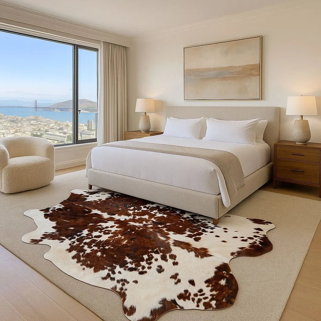 Extra Large Tricolor Cowhide Rug Size 7.6x 8.4 ft - 5255F